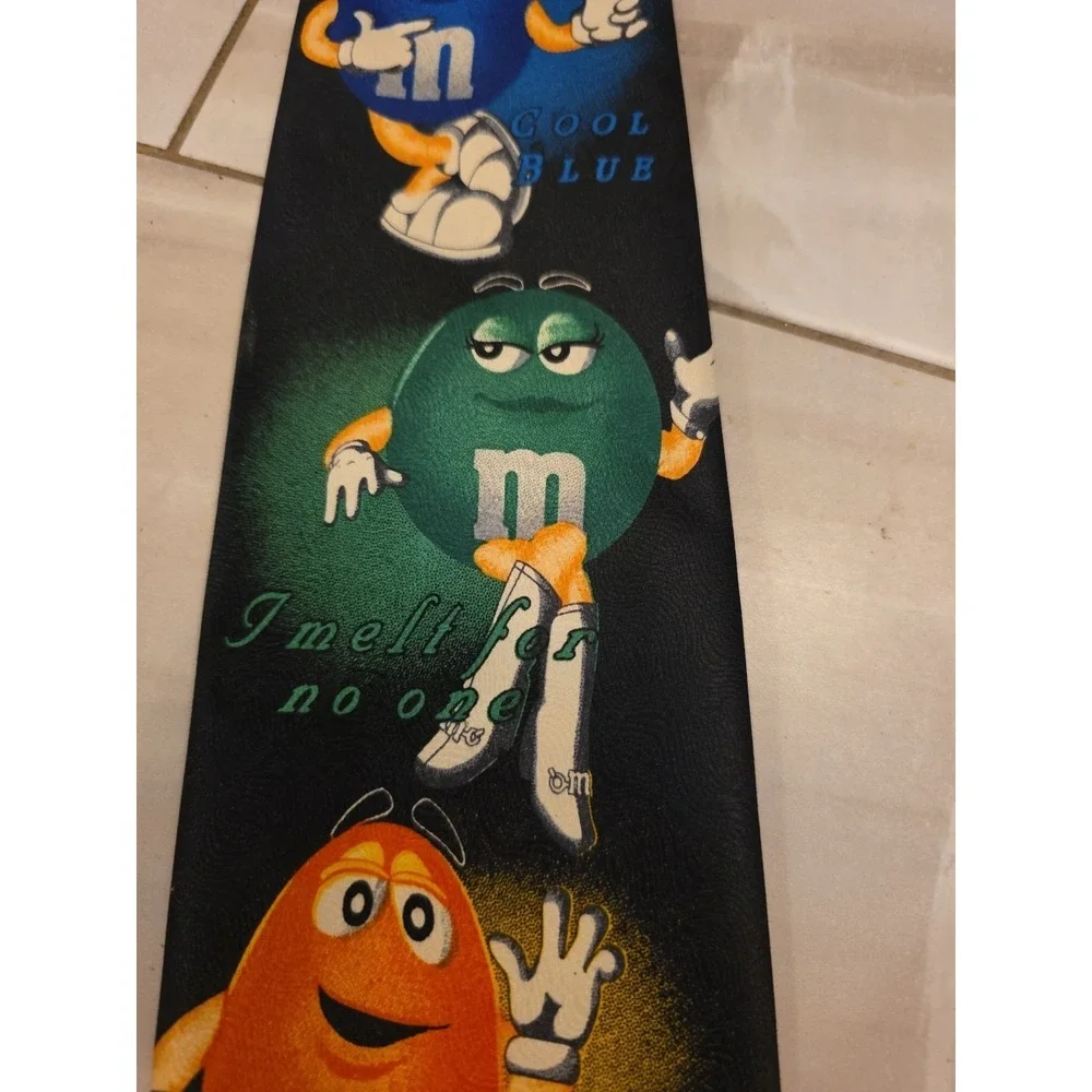 M&M's Brand‎ Character Slogans Novelty Tie Necktie Black 100% Polyester B1